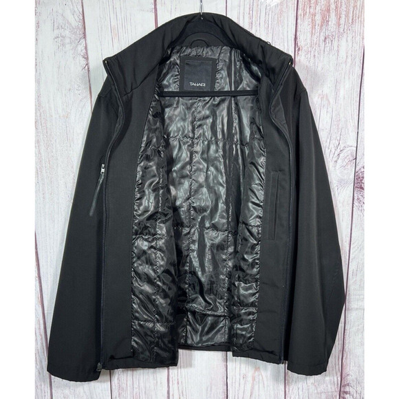 Tahari Men’s Softshell Casual Jacket Hooded Black Zipped Pockets Size L - Picture 3 of 8